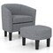 Costway Barrel Club Chair with Ottoman Set Footrest Curved Back & Removable Seat Cushion Grey/Beige